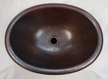 19 x 14 Oval Copper Rolled Edge Bathroom Sink Drop In or Vessel