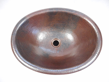 Master Bath 19 x 14 Oval Copper Rolled Edge Bathroom Vessel Sink