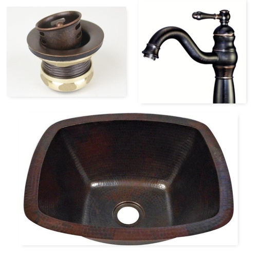 16 Rectangular Copper Bar Sink With 10 Faucet 2