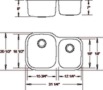 Royalty R02 Duke 60/40 Double Bowl Undermount Stainless Steel Kitchen Sink | Royalty & Tritan Kitchen Sink