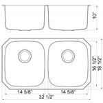 Futura FA-208 Electra 50/50 Double Bowl Undermount Stainless Steel Kitchen Sink | Leonet & Futura Stainless Steel Kitchen Sink