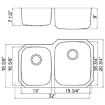 Leonet LE-205BR Brenner 60/40 Double Bowl Undermount Stainless Steel Kitchen Sin | Leonet & Futura Stainless Steel Kitchen Sink