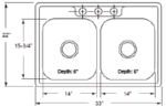 33 in Patriot PADD25 Oklahoman Drop-In Stainless Steel Double Bowl Kitchen Sink | Patriot