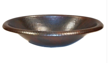 Master Bath 19 x 14 Oval Copper Rolled Edge Bathroom Vessel Sink