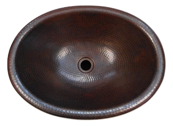 19 x 14 Oval Copper Bath Sink Rolled Edge for Drop In Installation