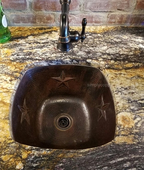 SimplyCopper 15 Square Bar/Prep Sink with Star Motif