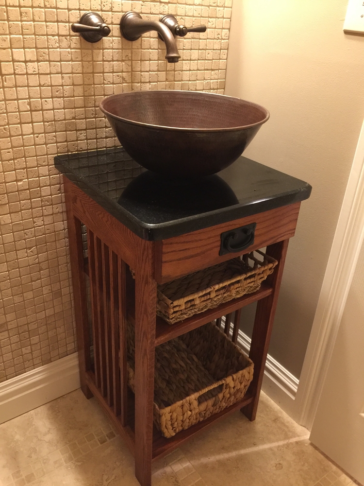 14 Vintage Round Copper Vessel Bathroom Sink with Daisy Drain 