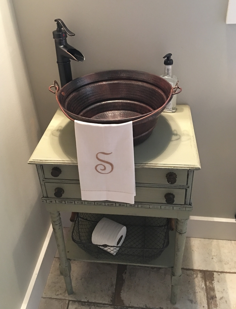 Hand Hammered 15" Round Copper Vessel Bathroom Sink Bucket Sinks