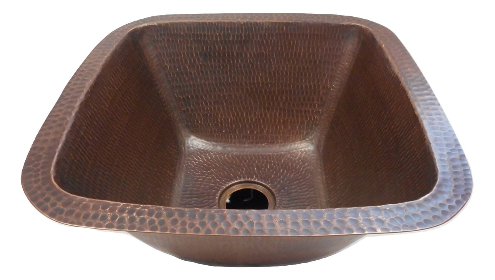 15" Square Copper Bar Kitchen Sink Brushed Sedona Finish Wet Bar Sinks