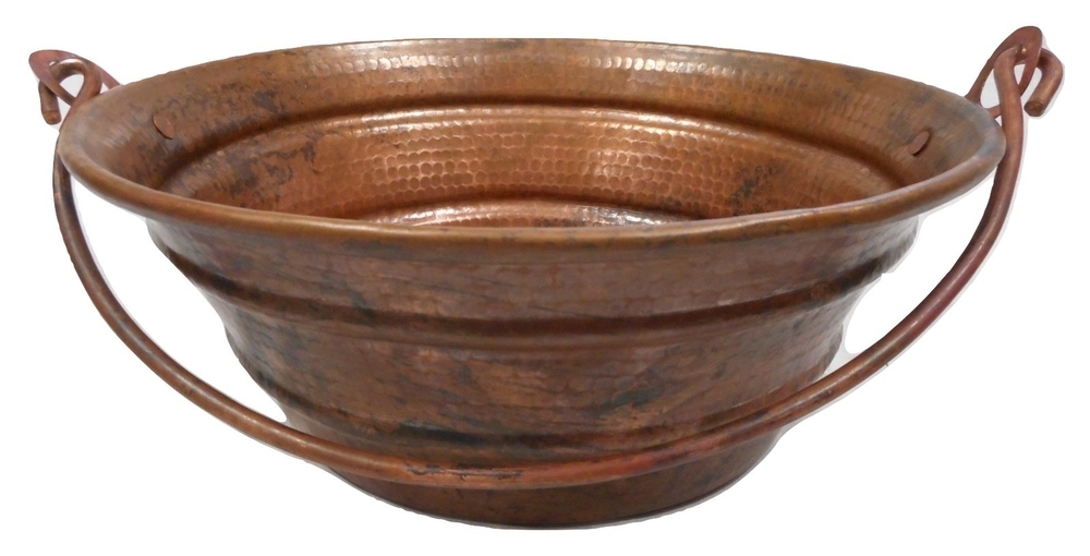 15" Round Copper Bucket Bath Sink Finished in Natural Fire