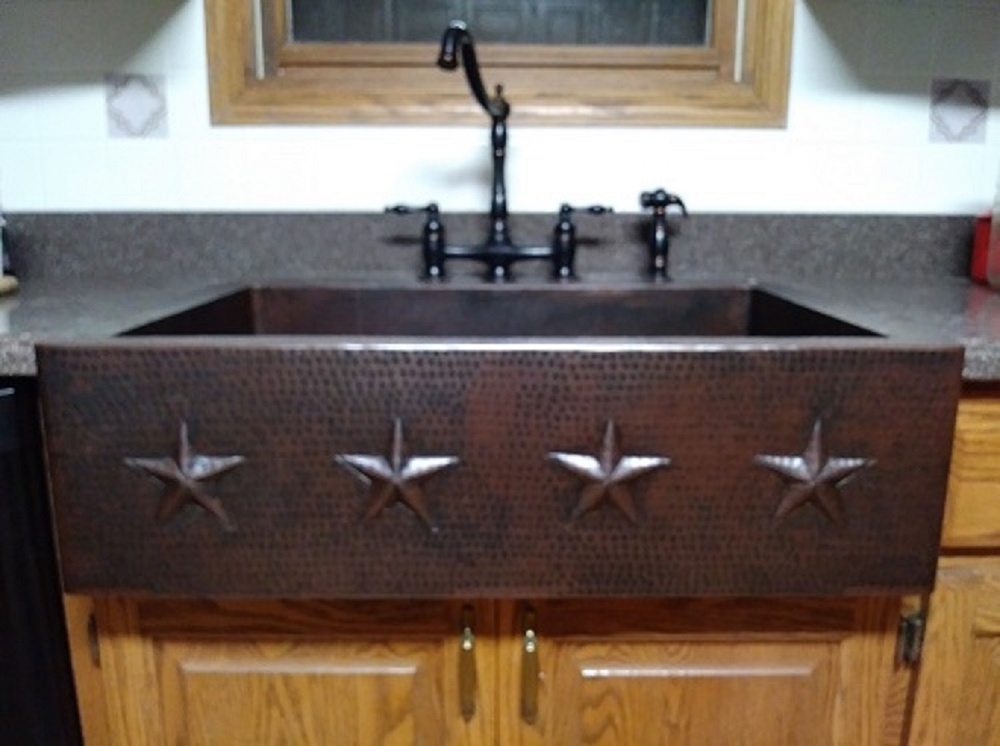 Farmhouse Copper Kitchen Sink Star Design St1 Available In 30 33 36 42 Sinks Farmhouse Copper Kitchen Sink Star, Hammered Copper Farmhouse Kitchen Sinks