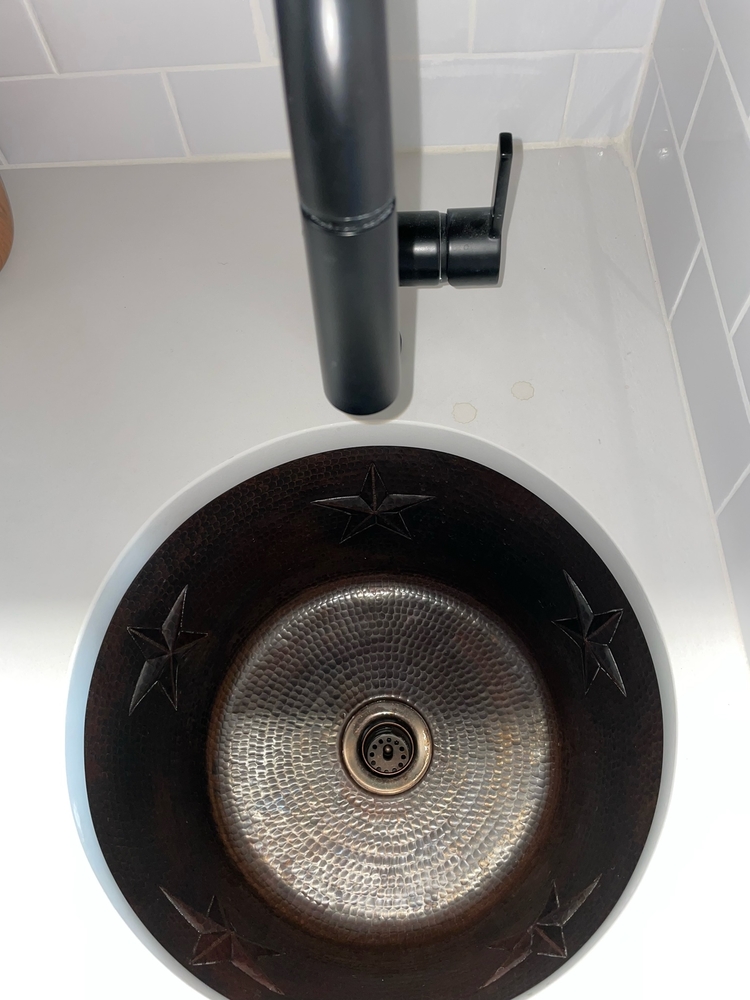 16" Round Copper Kitchen Bar Prep Sink with Texas Star Design Wet Bar