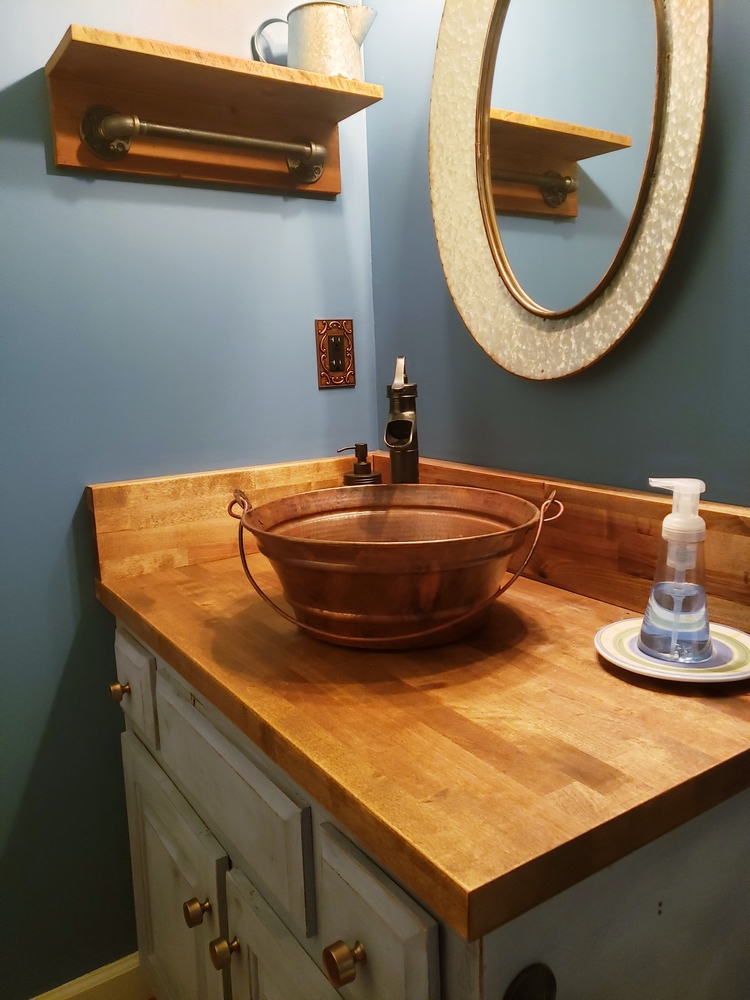 15" Natural Patina Copper Bathroom Bucket Sink Bucket Sinks