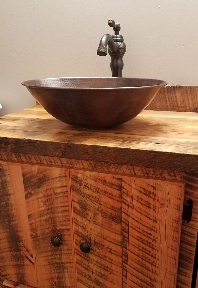 17" Rustic Country Copper Oval Vessel Bathroom Sink Vessel Sinks