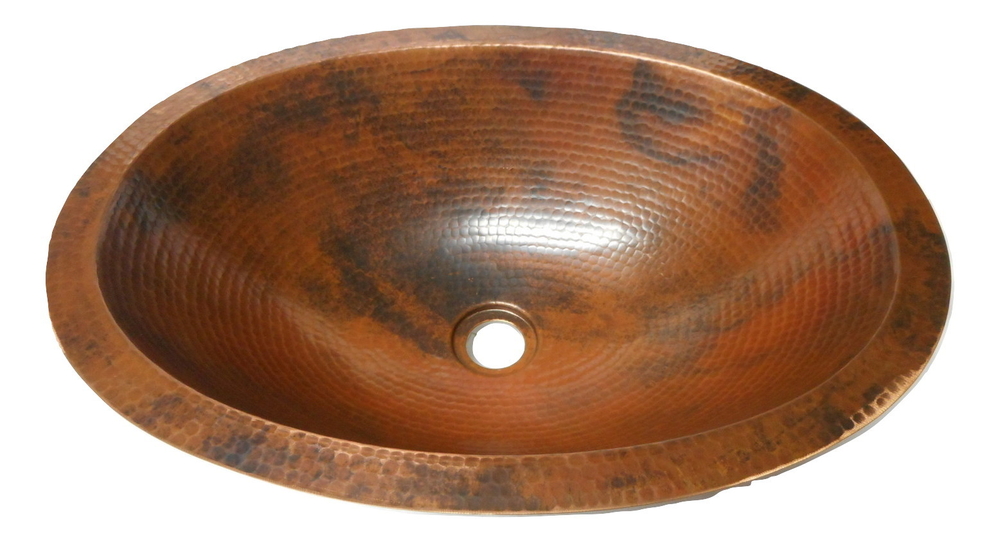 19" Rustic Oval Copper Bathroom Sink