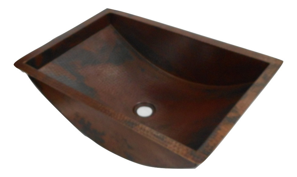 Rectangular Copper Bathroom Trough Sink 22" X 15" Rectangular