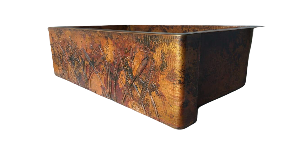 Copper Kitchen Farmhouse Sink Single Well DRAGONFLYS Design Kitchen