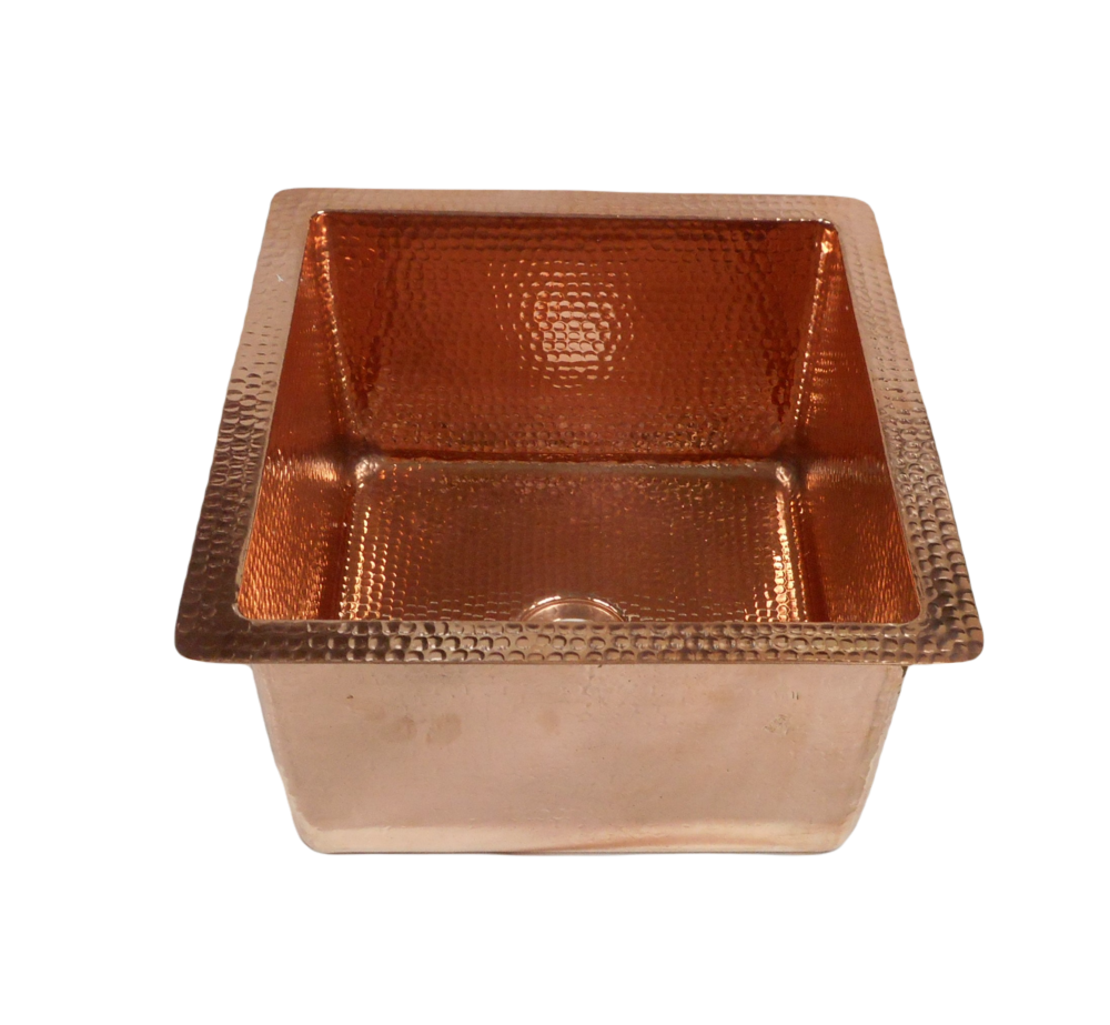 Oval Hand Hammered Copper Vessel Sink With Drain And 13" ORB Vessel Filler Faucet