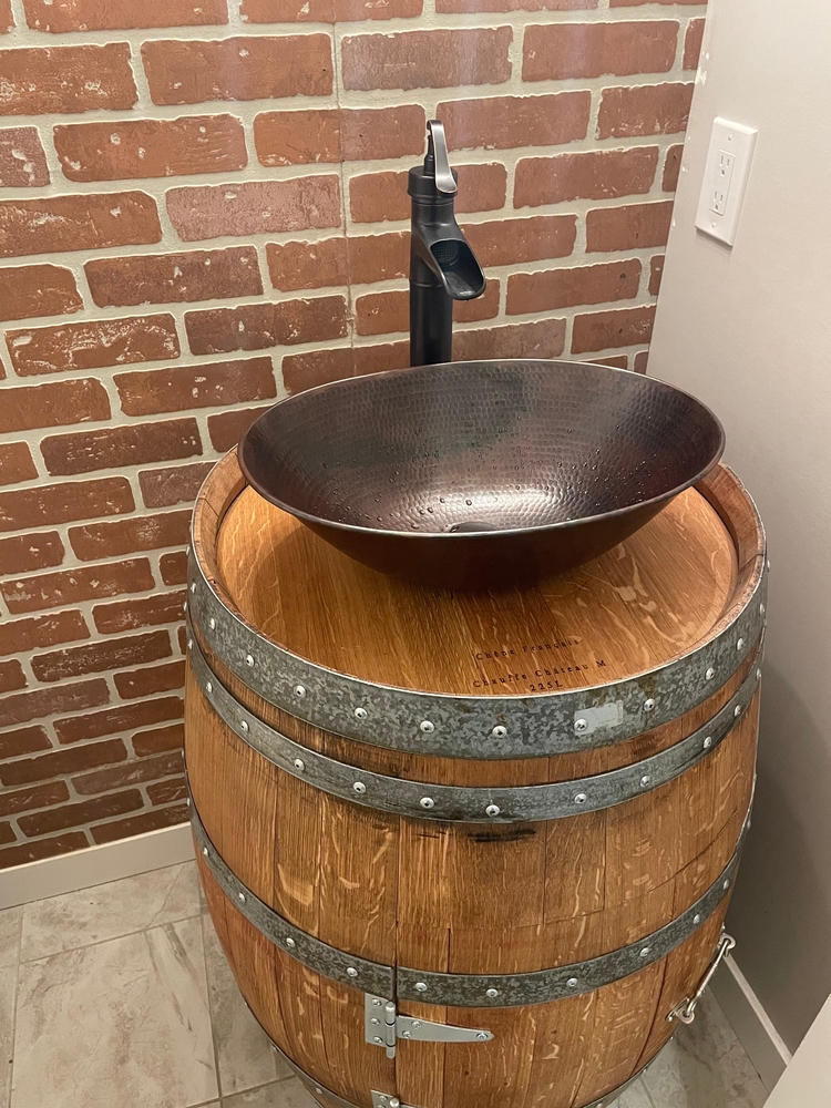 17" Oval Hand Hammered Copper Bath Sink Vessel Sinks