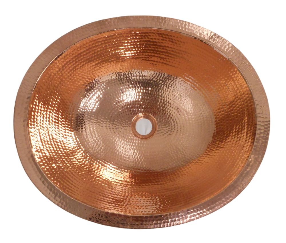 19" Rustic Oval Copper Bathroom Sink