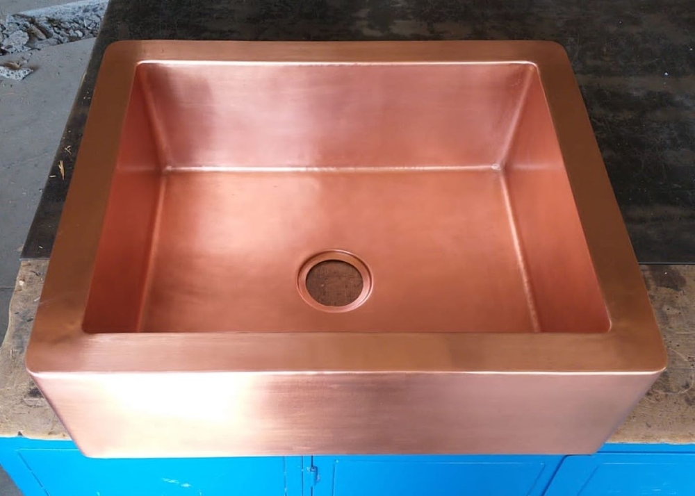 Matte Penny Copper Farmhouse Kitchen Sink Smooth No Hammering One
