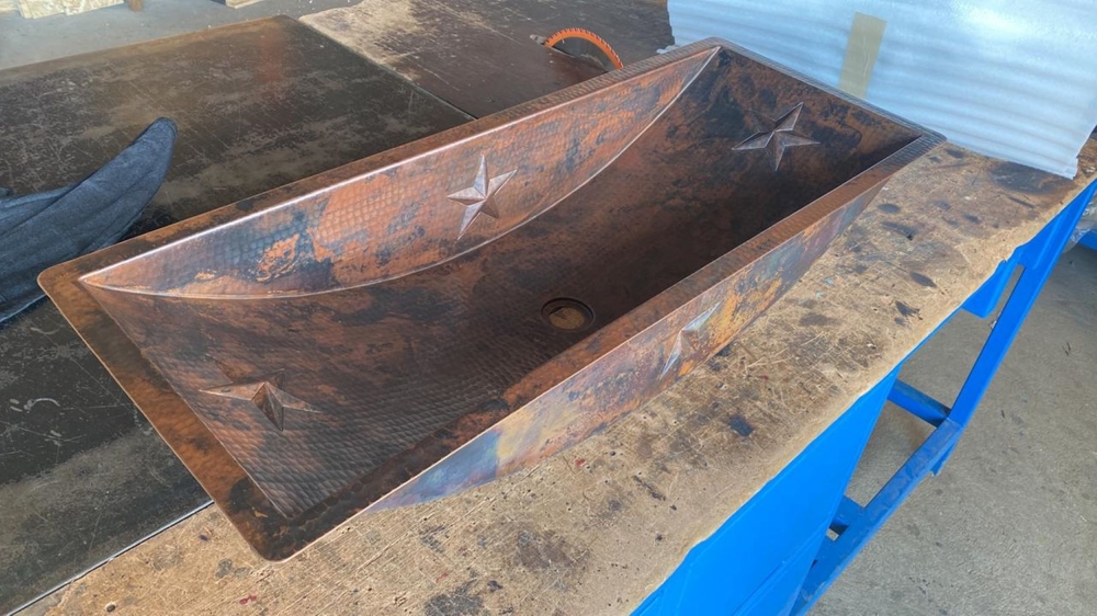 Large Copper Trough Bathroom Sinks Hand Hammered Rustic Design