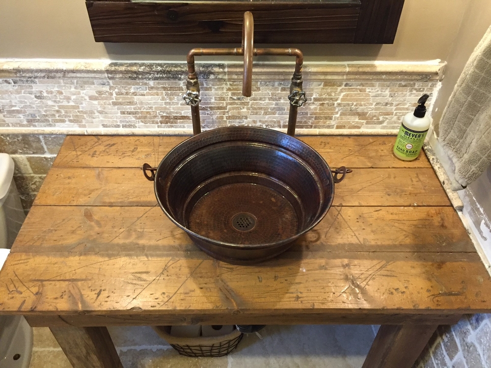 15" Rustic Copper Bucket Vessel Bath Sink Bucket Sinks