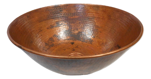 14 Round Copper Vessel Bathroom Sink In Natural Fired