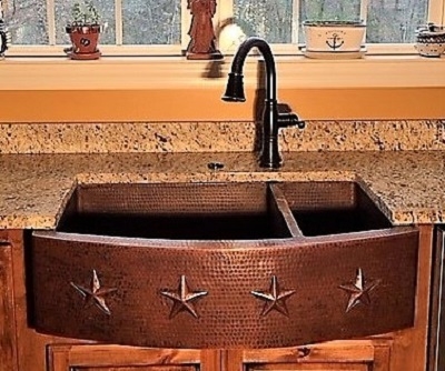 33 Copper Star Kitchen Farmhouse Sink, Copper Farmers Sink