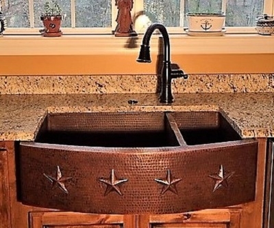 Copper Farmhouse Kitchen SinK 75/25 STAR  #G2 | Kitchen Sinks