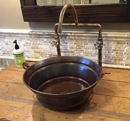 Simplycopper 15 Rustic Bucket Vessel Bath Sink Vessel Sinks