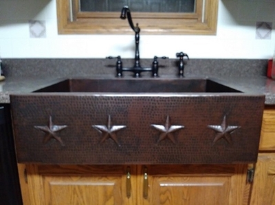 Farmhouse Copper Kitchen Sink STAR Design #ST1 Available in 30,