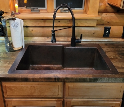 Copper Kitchen with 4in Flange Faucet Sink Available in: 30,