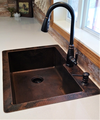 Copper Kitchen with 4in Faucet Flange Sink Single Well | One Well Kitchen Sink 9