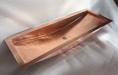 Shiny Copper Bathroom trough hand hammered