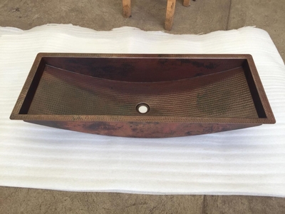 Large Copper Trough Bathroom Sinks Hand Hammered Rustic Design