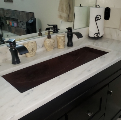 36 Rectangular Copper Trough Bathroom, Trough Sinks For Bathroom Vanity