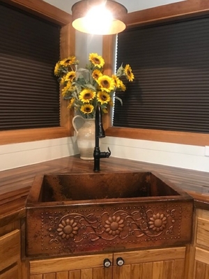 Copper Kitchen Farmhouse Sink  SUNFLOWER Design #SF3 | Product Catalog