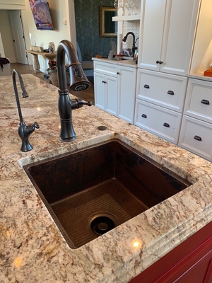 17" Square Hammered Copper Bar Prep Kitchen Sink with Drain Included 