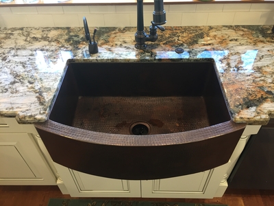 Copper Farmhouse Sink with Rounded Apron Front #GR2 | Kitchen Sinks