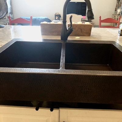Farmhouse Copper Kitchen Sink 50/50 #F2G3 Available in 30,