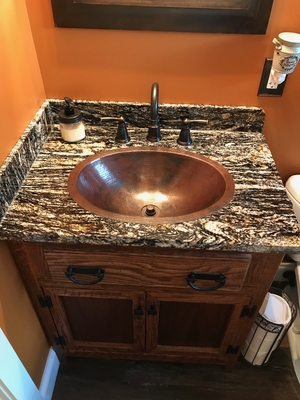 19 Aged Copper Oval Bathroom, Copper Sink Vanity