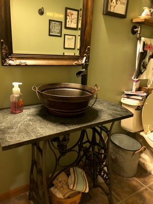 Round Copper Vessel Bathroom Sink, 15