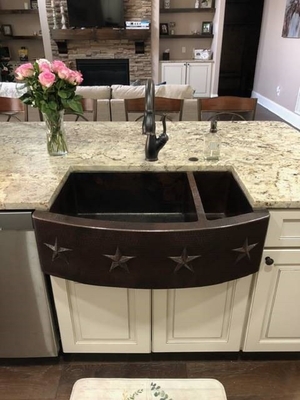 Farmhouse Copper Kitchen Sin 75/25 TEXAS STAR #G1 | Kitchen Sinks