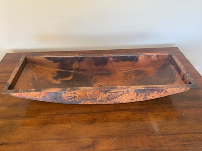 Shiny Copper Bathroom trough hand hammered