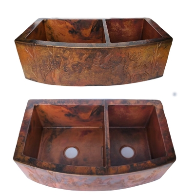 60/40 WOODLAND Rounded Copper Farmhouse Sink Available in:  33