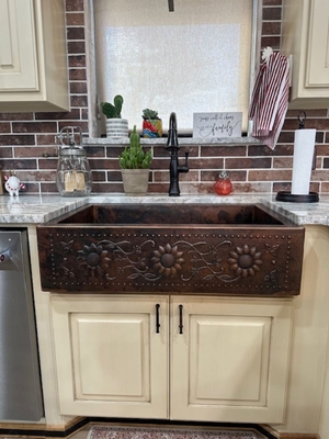 Farmhouse Copper Kitchen Sink  SUNFLOWER Apron Front #SF4 | Kitchen Sinks