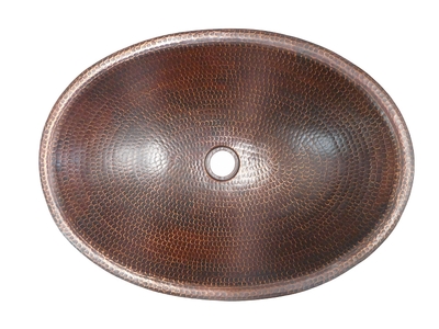 19 x 14 Oval Copper Bath Sink Self Rimming Drop-In or Vessel Sink Item Ships Free