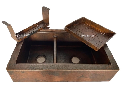50/50 Copper Farmhouse Workstation Sink Available in: 30,