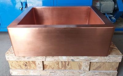 Matte Penny Copper Farmhouse Kitchen Sink Smooth No Hammering | One Well Farmhouse 9 & 10
